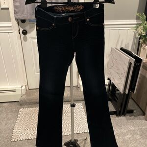 Express Women's Barely Boot Cut Jeans - Dark Blue